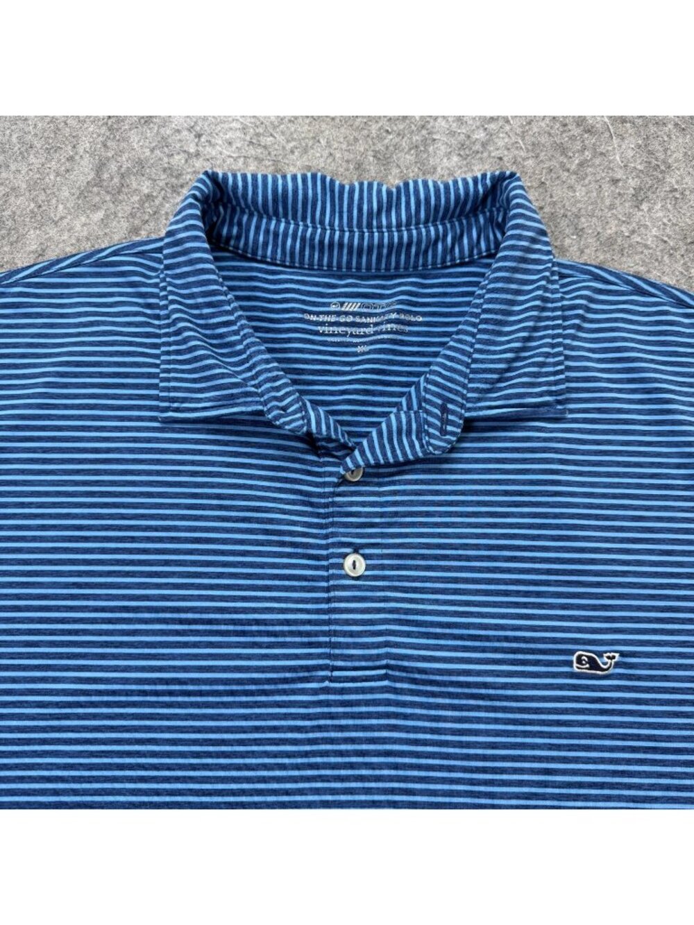 Vineyard Vines On The Go Sankaty Performance Polo Men XL Blue Striped Stretch